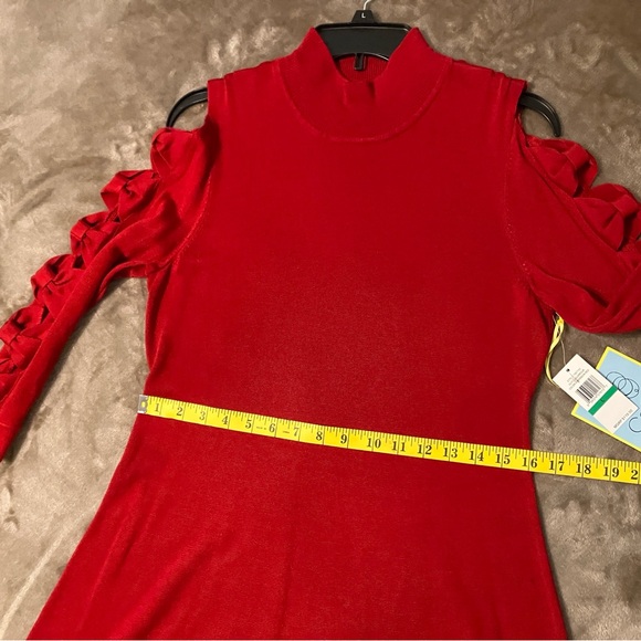 CeCe Glitz&Glamour Ribbon Red Knit Dress Size L - Picture 6 of 8